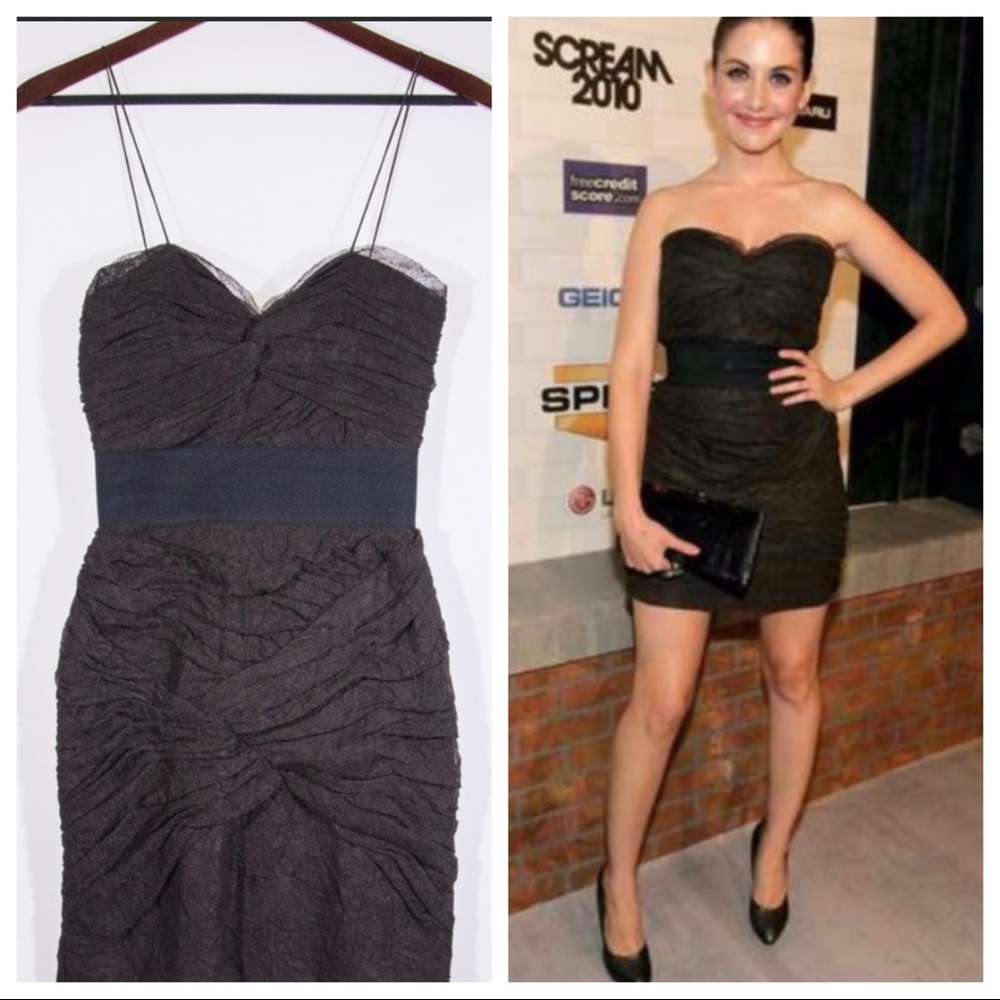 🔥 Foley and Corinna Brown‎ Ruched Tulle Dress